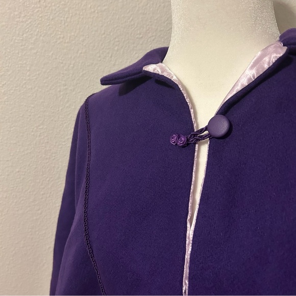 Vintage Pendleton purple wool cape poncho satin lined rose detail one size fall - Picture 2 of 8